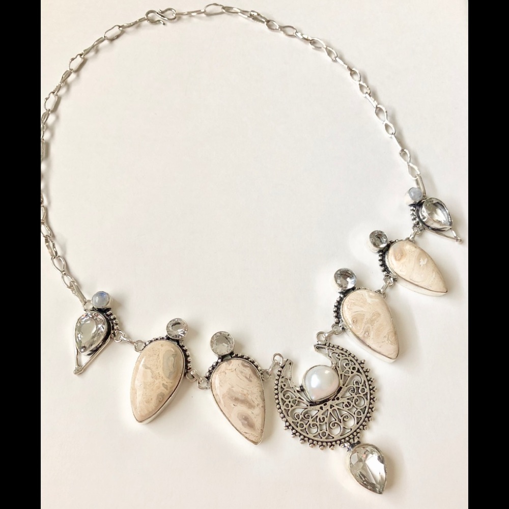 GORGEOUS NATURAL FOSSIL CORAL JASPER NECKLACE🛍